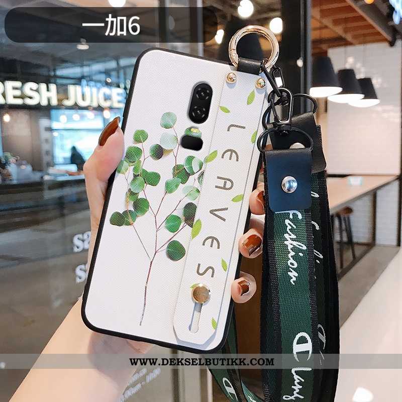 Deksel Oneplus 6 Nubuck Ultra Kreativ Blomster Hvitt, Etui Oneplus 6 Hengende Ornamenter Butikk