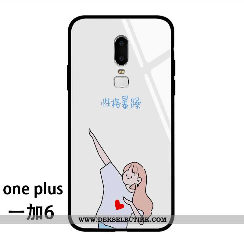 Deksel Oneplus 6 Silikon Anti-fall Hvit Kreativ Hvitt, Etui Oneplus 6 Glass Tilbud