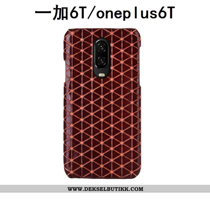 Deksel Oneplus 6t Mote Mobiltelefon Skinn Brun, Etui Oneplus 6t Luksus Tilbud