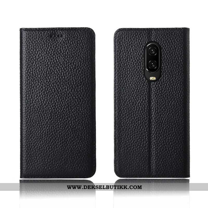 Deksel Oneplus 6t Myke Anti-fall Skinn Litchi Khaki, Etui Oneplus 6t Silikon Tilbud