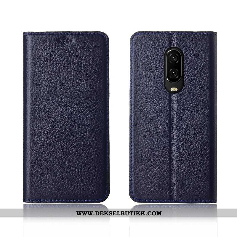 Deksel Oneplus 6t Myke Anti-fall Skinn Litchi Khaki, Etui Oneplus 6t Silikon Tilbud