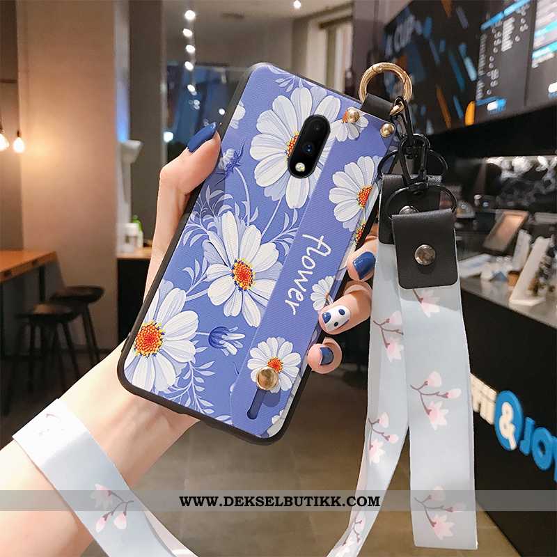 Deksel Oneplus 7 Hengende Nakke Bakdeksel Blomster Fersk Blå, Etui Oneplus 7 Beskyttelse Kjøpe