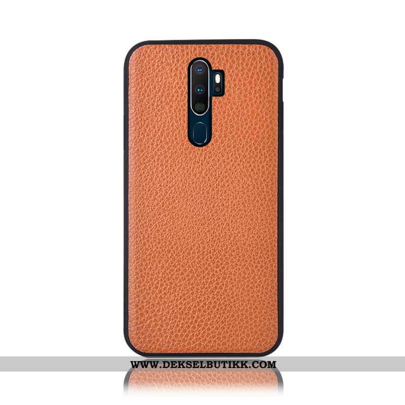 Deksel Oppo A5 2020 Skinn Etui Litchi Burgunder, Oppo A5 2020 Beskyttelse Salg