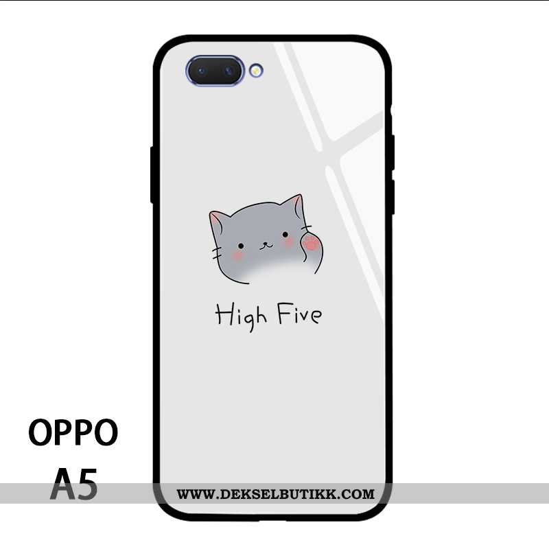 Deksel Oppo A5 Glass Katt Fersk Lovers Hvitt, Etui Oppo A5 Av Personlighet Billig