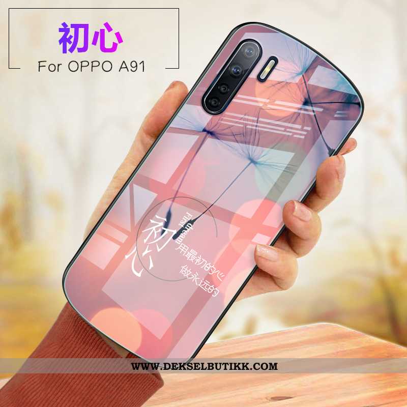 Deksel Oppo A91 Glass Etui Mobiltelefon Anti-fall Rosa, Oppo A91 Myke Til Salgs