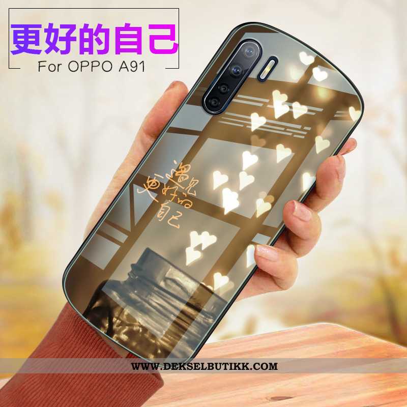 Deksel Oppo A91 Glass Etui Mobiltelefon Anti-fall Rosa, Oppo A91 Myke Til Salgs