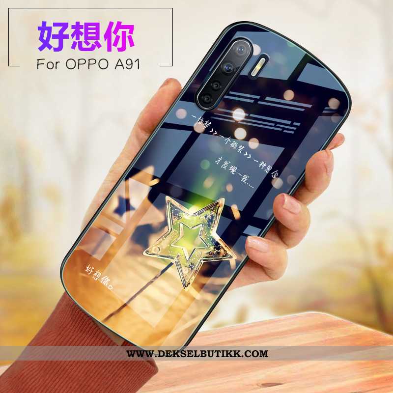 Deksel Oppo A91 Glass Etui Mobiltelefon Anti-fall Rosa, Oppo A91 Myke Til Salgs