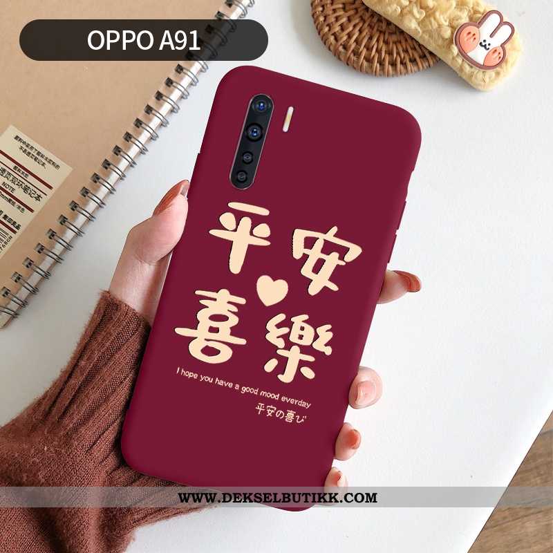 Deksel Oppo A91 Myke Net Red Nubuck Anti-fall Rød, Etui Oppo A91 Silikon Til Salgs