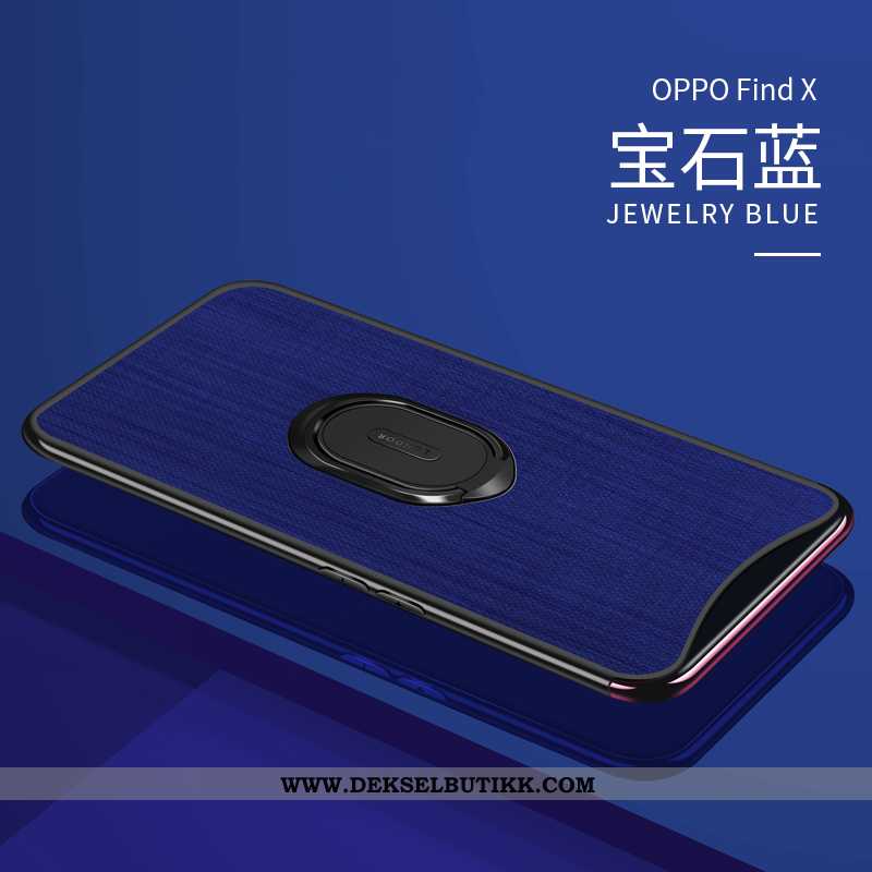 Deksel Oppo Find X Beskyttelse Støtte Etui Anti-fall Mørkeblå, Oppo Find X Skinn Lær Billige