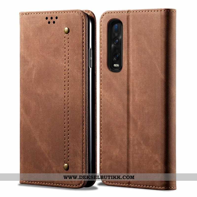 Deksel Oppo Find X2 Pro Skinndeksel Anti-fall Business Clamshell Khaki, Etui Oppo Find X2 Pro Beskyt