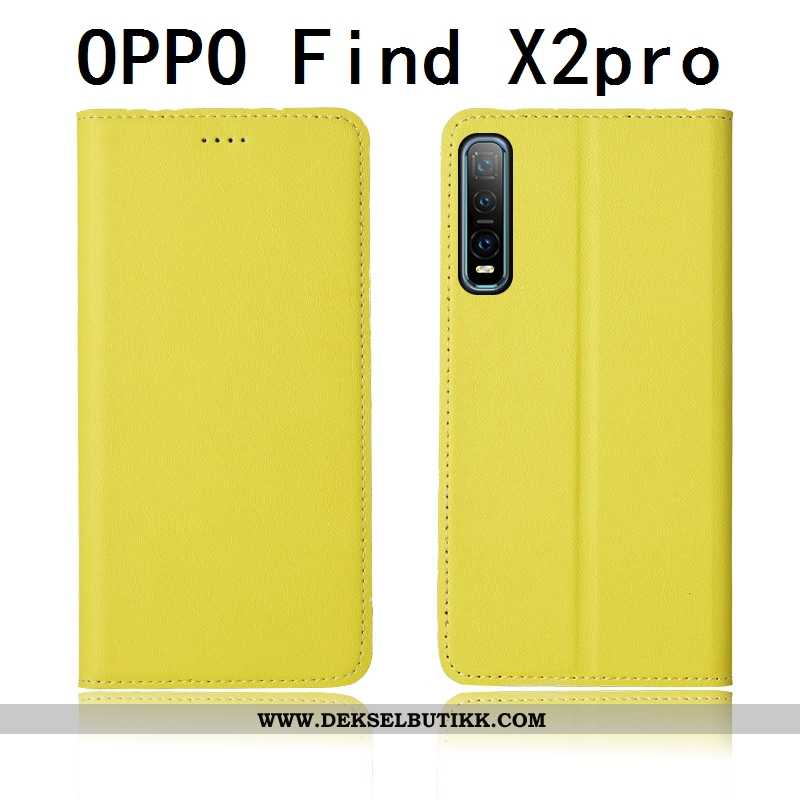 Deksel Oppo Find X2 Pro Skinndeksel Gul Clamshell Mobiltelefon, Etui Oppo Find X2 Pro Skinn Rabatt