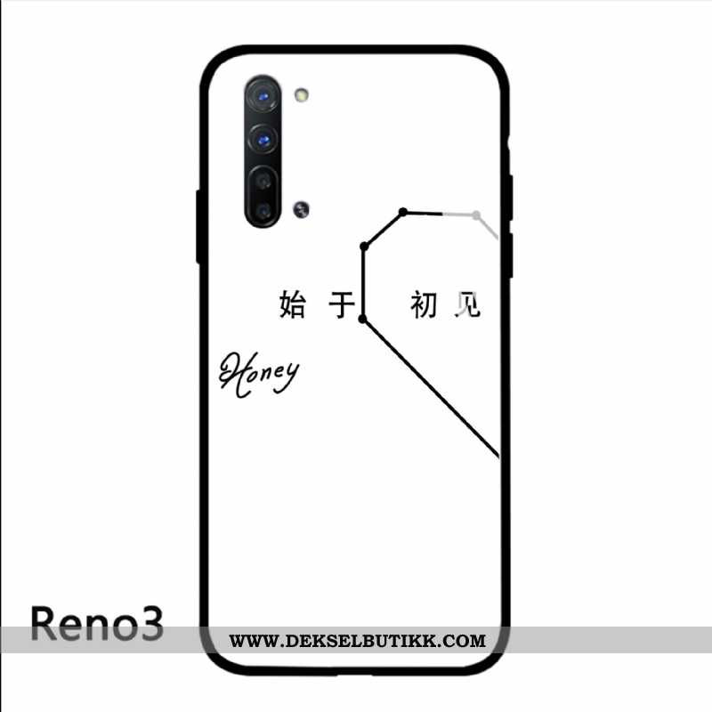 Deksel Oppo Reno 3 Glass Etui Net Red Hvitt, Oppo Reno 3 Trend Billig