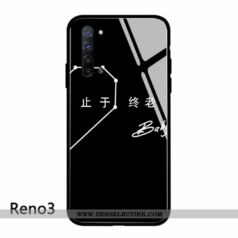 Deksel Oppo Reno 3 Glass Etui Net Red Hvitt, Oppo Reno 3 Trend Billig