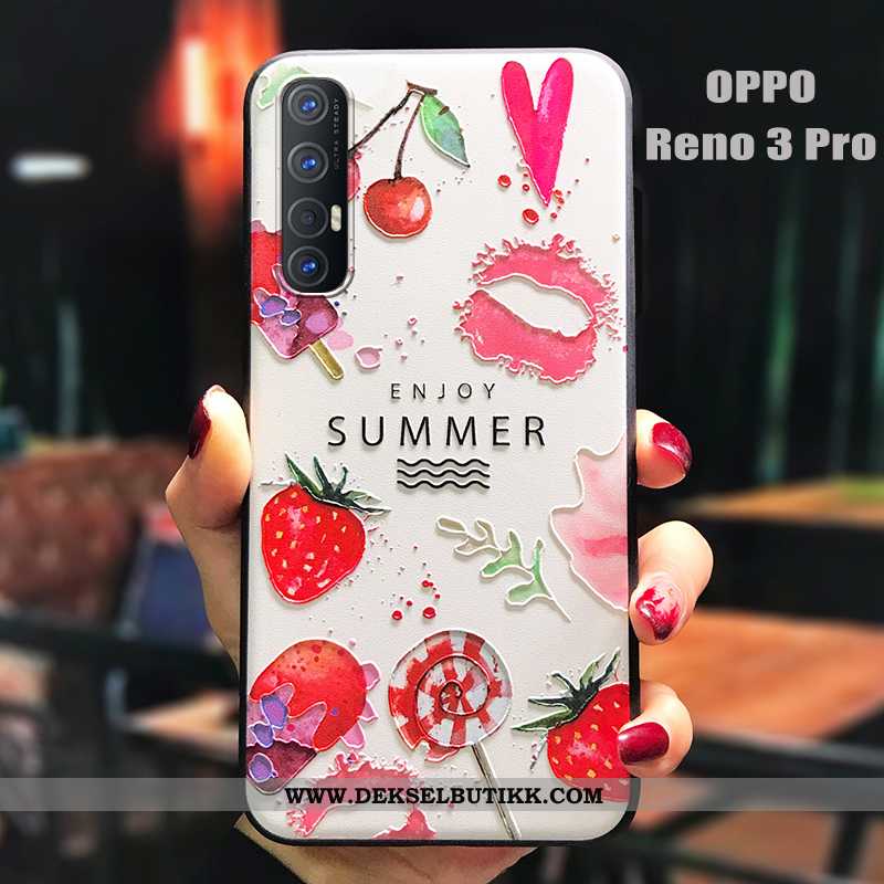 Deksel Oppo Reno 3 Pro Myke Tynne Nubuck Rød, Etui Oppo Reno 3 Pro Silikon Billige