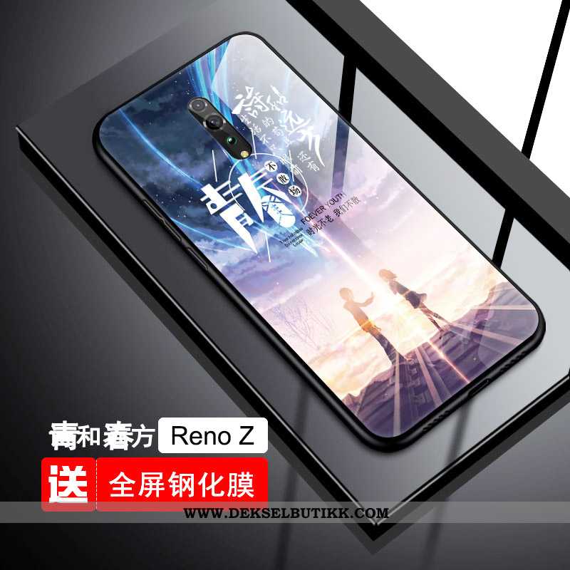 Deksel Oppo Reno Z Glass Myke Beskyttelse Tempe~~pos Blå, Etui Oppo Reno Z Trend Til Salgs