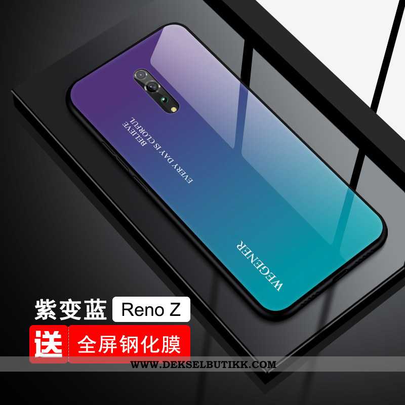 Deksel Oppo Reno Z Glass Myke Beskyttelse Tempe~~pos Blå, Etui Oppo Reno Z Trend Til Salgs