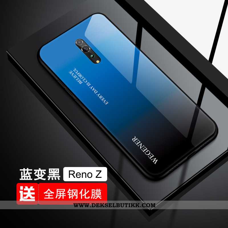 Deksel Oppo Reno Z Glass Myke Beskyttelse Tempe~~pos Blå, Etui Oppo Reno Z Trend Til Salgs