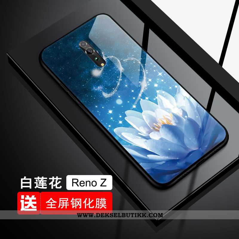 Deksel Oppo Reno Z Glass Myke Beskyttelse Tempe~~pos Blå, Etui Oppo Reno Z Trend Til Salgs