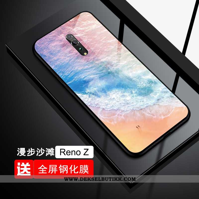 Deksel Oppo Reno Z Glass Myke Beskyttelse Tempe~~pos Blå, Etui Oppo Reno Z Trend Til Salgs