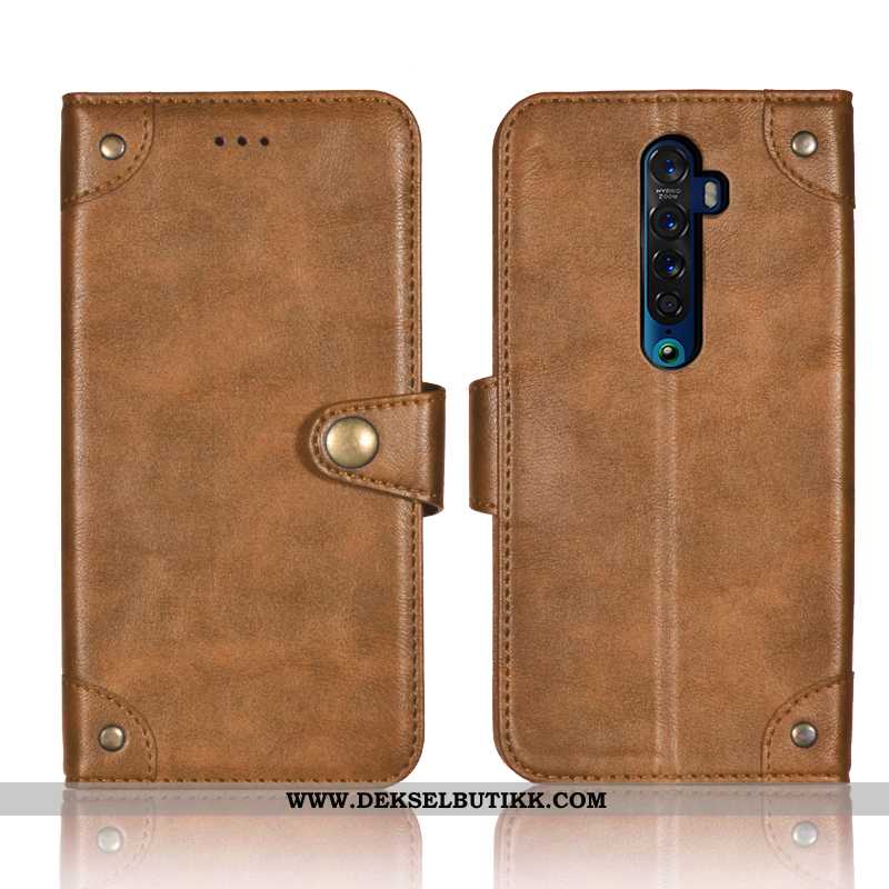 Deksel Oppo Reno2 Vintage Vind Khaki Skinndeksel, Etui Oppo Reno2 Lommebok Rabatt