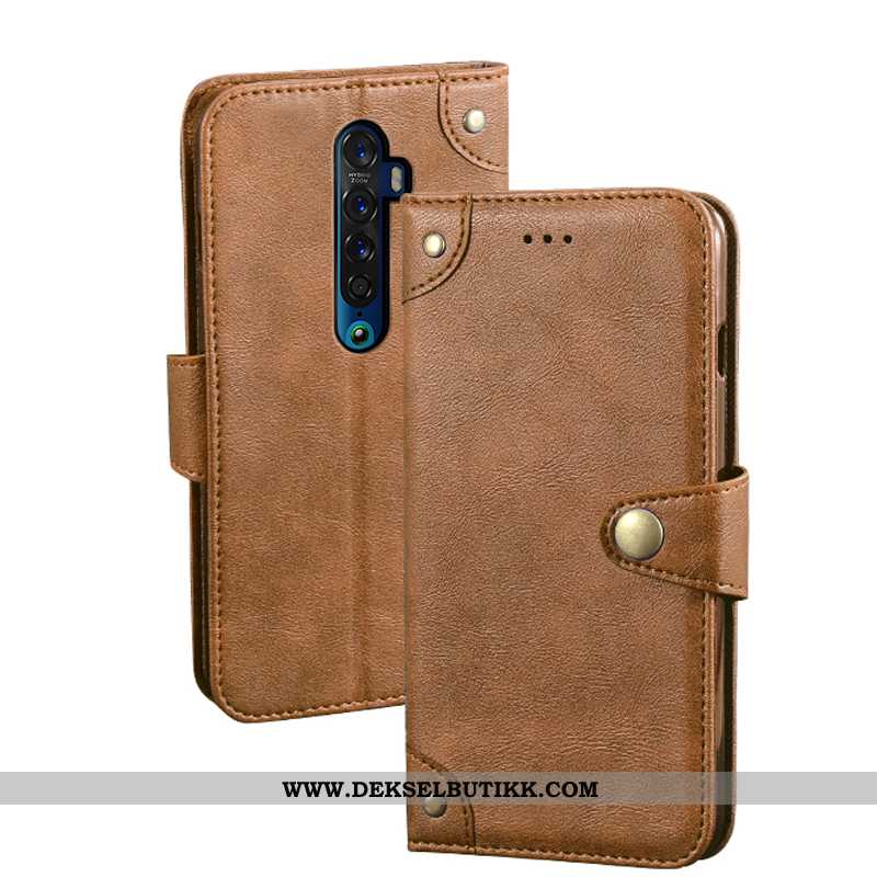 Deksel Oppo Reno2 Vintage Vind Khaki Skinndeksel, Etui Oppo Reno2 Lommebok Rabatt