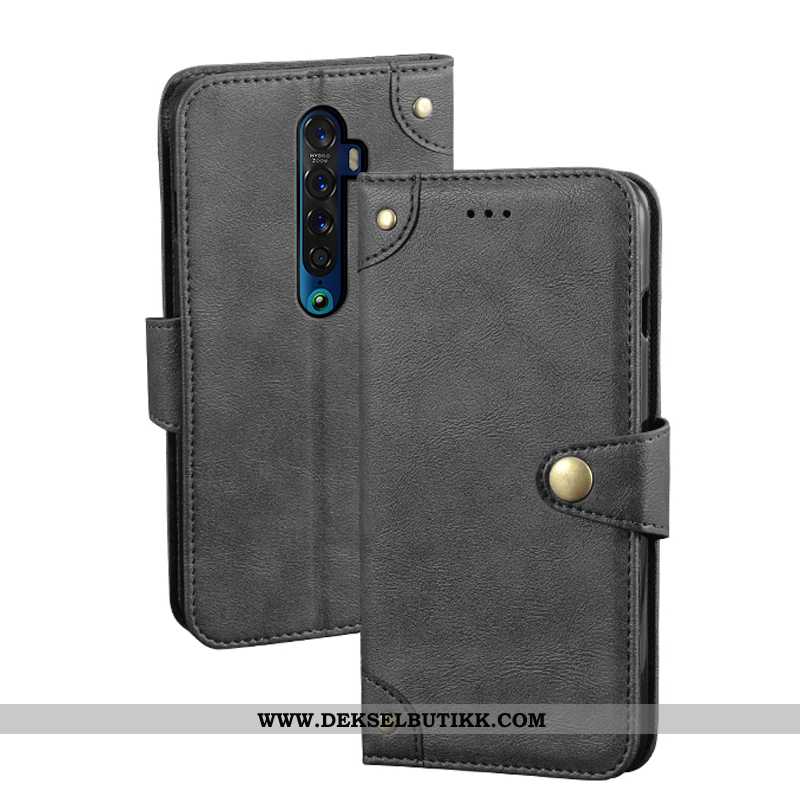 Deksel Oppo Reno2 Vintage Vind Khaki Skinndeksel, Etui Oppo Reno2 Lommebok Rabatt