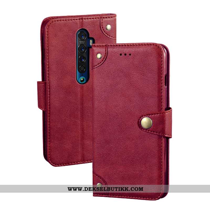 Deksel Oppo Reno2 Vintage Vind Khaki Skinndeksel, Etui Oppo Reno2 Lommebok Rabatt