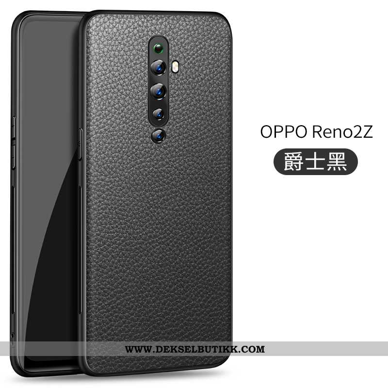 Deksel Oppo Reno2 Z Skinn Lær Business Beskyttelse Litchi Svart, Etui Oppo Reno2 Z Mønster Billige