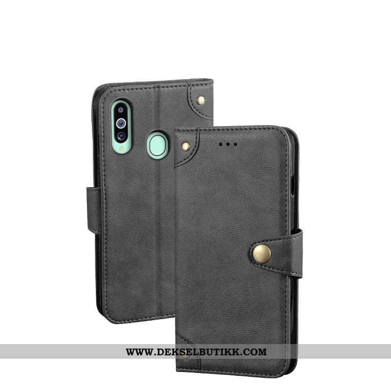 Deksel Samsung Galaxy A20s Beskyttelse Svart Folio, Etui Samsung Galaxy A20s Skinndeksel Tilbud