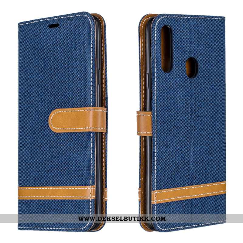 Deksel Samsung Galaxy A20s Skinndeksel Enkel Folio Blå, Etui Samsung Galaxy A20s Lommebok Billige