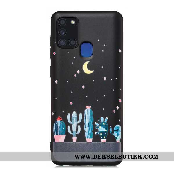 Deksel Samsung Galaxy A21s Cartoon Svart Mobiltelefon Alt Inkludert, Etui Samsung Galaxy A21s Nubuck