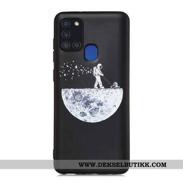 Deksel Samsung Galaxy A21s Cartoon Svart Mobiltelefon Alt Inkludert, Etui Samsung Galaxy A21s Nubuck