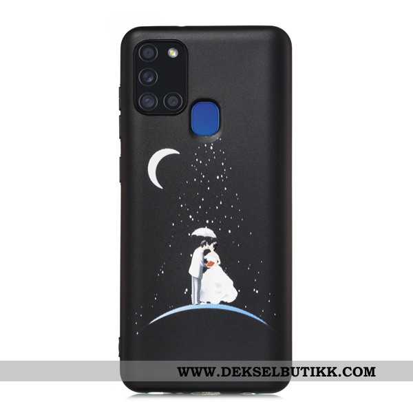 Deksel Samsung Galaxy A21s Cartoon Svart Mobiltelefon Alt Inkludert, Etui Samsung Galaxy A21s Nubuck