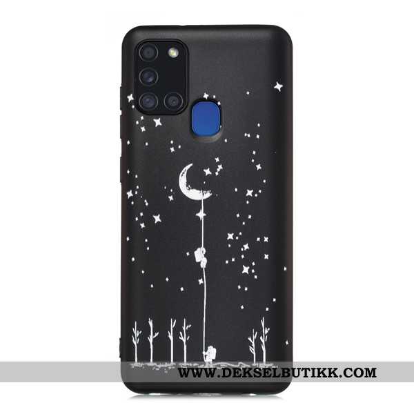 Deksel Samsung Galaxy A21s Cartoon Svart Mobiltelefon Alt Inkludert, Etui Samsung Galaxy A21s Nubuck