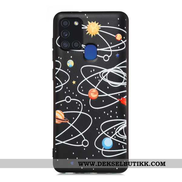 Deksel Samsung Galaxy A21s Cartoon Svart Mobiltelefon Alt Inkludert, Etui Samsung Galaxy A21s Nubuck