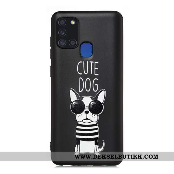 Deksel Samsung Galaxy A21s Cartoon Svart Mobiltelefon Alt Inkludert, Etui Samsung Galaxy A21s Nubuck