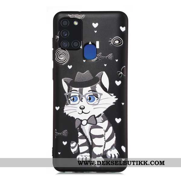 Deksel Samsung Galaxy A21s Cartoon Svart Mobiltelefon Alt Inkludert, Etui Samsung Galaxy A21s Nubuck