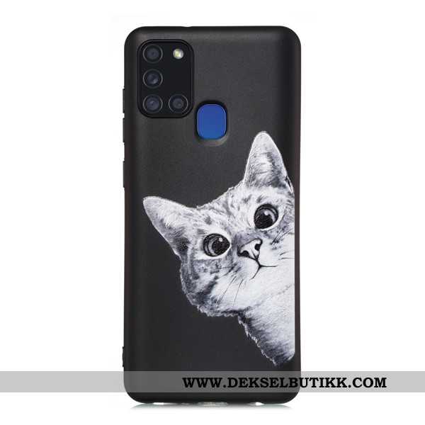 Deksel Samsung Galaxy A21s Cartoon Svart Mobiltelefon Alt Inkludert, Etui Samsung Galaxy A21s Nubuck