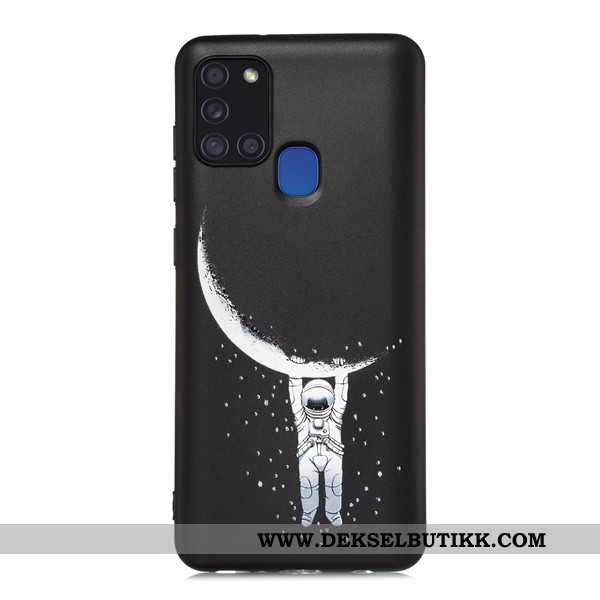 Deksel Samsung Galaxy A21s Cartoon Svart Mobiltelefon Alt Inkludert, Etui Samsung Galaxy A21s Nubuck