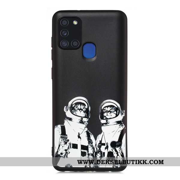 Deksel Samsung Galaxy A21s Cartoon Svart Mobiltelefon Alt Inkludert, Etui Samsung Galaxy A21s Nubuck