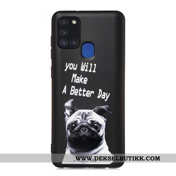 Deksel Samsung Galaxy A21s Cartoon Svart Mobiltelefon Alt Inkludert, Etui Samsung Galaxy A21s Nubuck