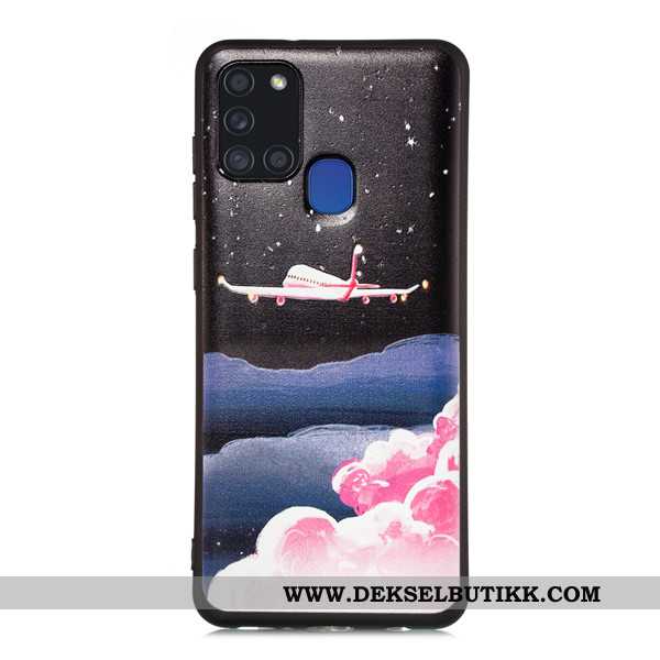 Deksel Samsung Galaxy A21s Cartoon Svart Mobiltelefon Alt Inkludert, Etui Samsung Galaxy A21s Nubuck