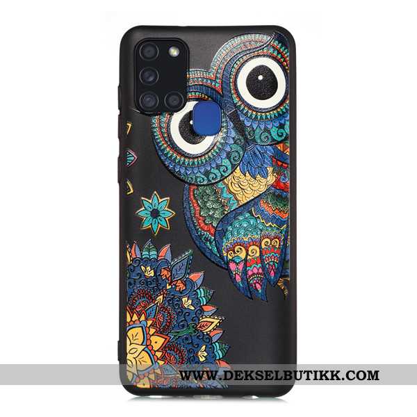 Deksel Samsung Galaxy A21s Cartoon Svart Mobiltelefon Alt Inkludert, Etui Samsung Galaxy A21s Nubuck