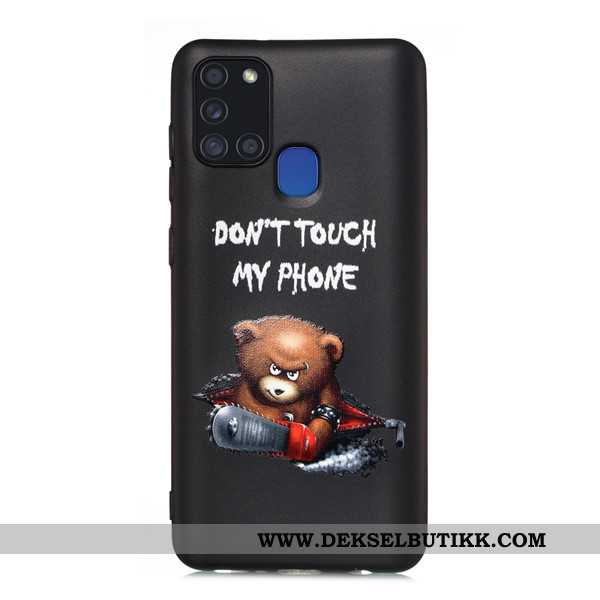 Deksel Samsung Galaxy A21s Cartoon Svart Mobiltelefon Alt Inkludert, Etui Samsung Galaxy A21s Nubuck