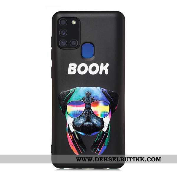 Deksel Samsung Galaxy A21s Cartoon Svart Mobiltelefon Alt Inkludert, Etui Samsung Galaxy A21s Nubuck