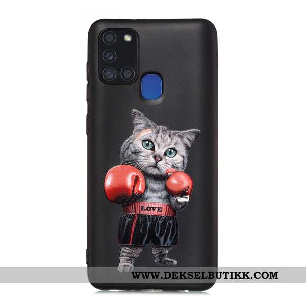 Deksel Samsung Galaxy A21s Cartoon Svart Mobiltelefon Alt Inkludert, Etui Samsung Galaxy A21s Nubuck