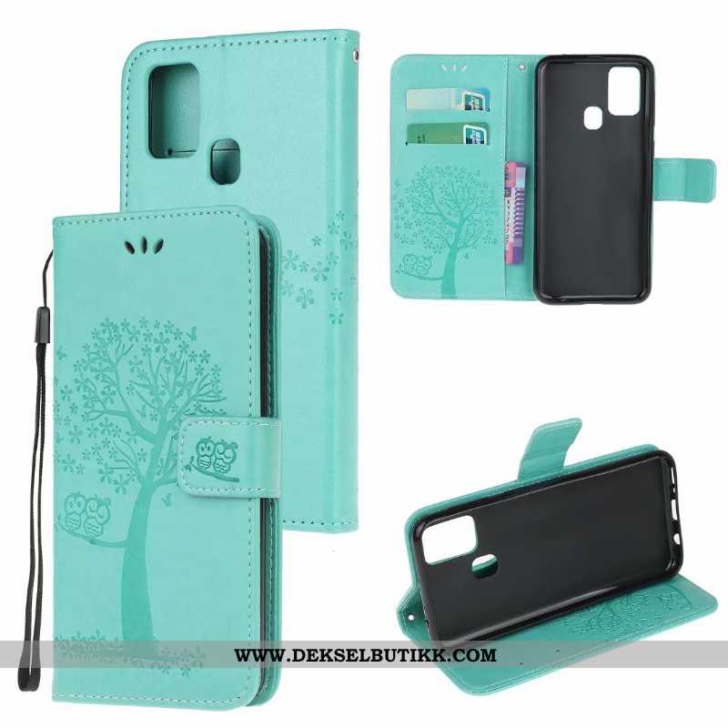 Deksel Samsung Galaxy A21s Lommebok Skinndeksel Mobiltelefon Folio Grønn, Etui Samsung Galaxy A21s M