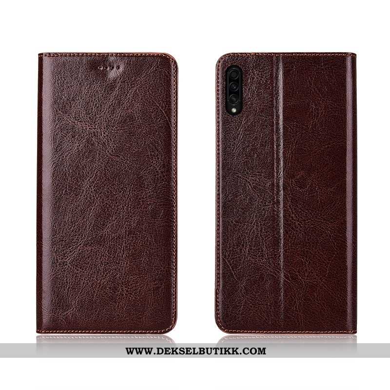 Deksel Samsung Galaxy A30s Myke Folio Nubuck Nye Brun, Etui Samsung Galaxy A30s Silikon Billig