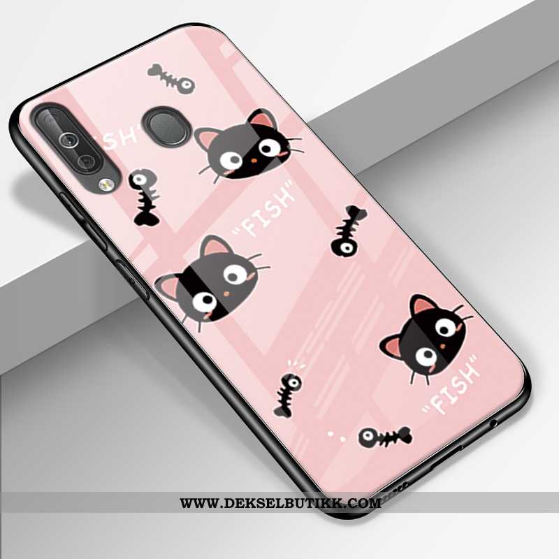 Deksel Samsung Galaxy A40s Glass Tilpass Silikon Rosa, Etui Samsung Galaxy A40s Trend Butikk