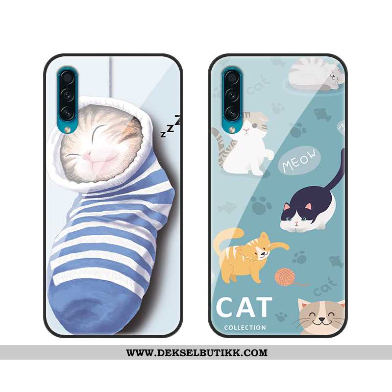 Deksel Samsung Galaxy A50 Cartoon Alt Inkludert Glass Stjernene Blå, Etui Samsung Galaxy A50 Myke Kj